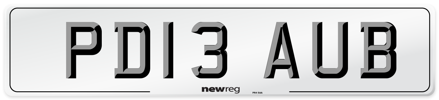 PD13 AUB Number Plate from New Reg